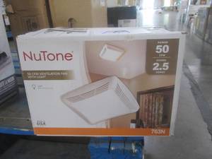 lot 284 image: NUTONE 50 CFM Ceiling Bathroom Exhaust Fan with Light (OPEN BOX) 763N
