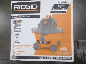 lot 291 image: RIDGID 6 Gal. 3.5-Peak HP NXT WetDry Shop Vacuum with Filter, Hose and Accessories (OPEN BOX) HD0600
