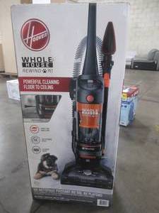 lot 258 image: HOOVER WindTunnel 2 Whole House Cord Rewind Bagless Pet Upright Vacuum Cleaner Machine with HEPA Media Filtration. Model #UH71255 (OPEN BOX)