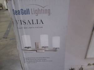 lot 277 image: SEA GULL LIGHTING 1002168424 Alturas 3-Light Modern Brushed Nickel Bathroom Vanity Light - OPEN BOX