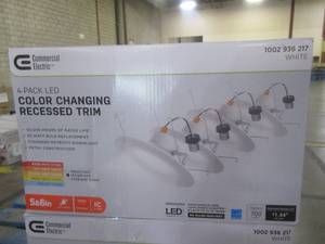 lot 293 image: COMMERCIAL ELECTRIC 56 in. Color Temperature Selectable Integrated LED Recessed Trim (4-Pack) - 3 PACK (12 total)
