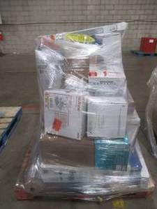 lot 319 image: WHOLESALE PALLET OF MISC. ITEMS PLUMBING, LIGHTING, BLINDS & MORE