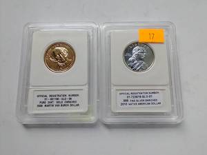 2 Plated & Slabbed $1 Coins