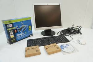 HP tv monitor 17, broadband router, keyboard, mouse