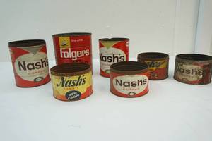 vintage Nashs coffee tins