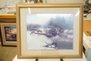 Julie Crocker framed and matted whitetail print