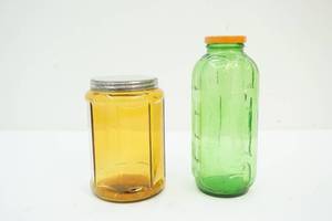colored glass jars