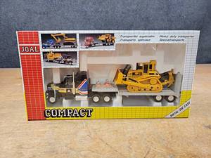 lot 131 image: JOAL Caterpillar D10N Bulldozer on Flatbed Semi-Truck Diecast Model - 150 Scale Model