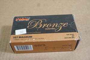 lot 45 image: 50 PMC Bronze Hunting .357 Magnum 158 Gr JSP Ammo