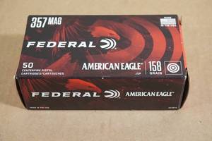 lot 46 image: 50 Federal American Eagle .357 Magnum 158 Gr JSP Ammo