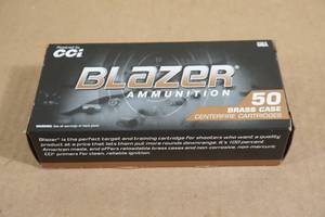 lot 54 image: 50 CCI Blazer Brass 9mm Luger 124 Gr FMJ Ammo