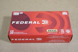 lot 61 image: 50 Federal Champion 9mm Luger 115 Gr FMJ RN Ammo