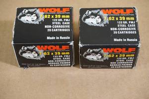 lot 73 image: 40 Wolf 7.62 x 39mm 122 Gr FMJ Steel Case Ammo