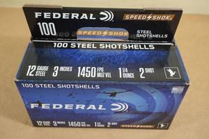 lot 84 image: 100 Federal Speed Shok 12 Gauge 3 2 Shot Shotshells
