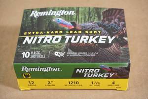 lot 89 image: 10 Remington Nitro Turkey 12 Gauge 3 4 Shot Shotshells