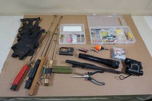 lot 126 image: Ice Rods, Assorted Tackle, Tools