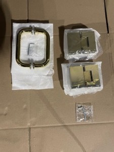 Glass Warehouse 78 in. Door Only Hardware Pack in Polished Brass Bronze with Handle & Comes with extra hardware and shower rod See Pictures