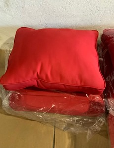 (4) Unbranded 22 in. x 22 in. x 4 in. Cushion Set Outdoor Corded in Sunbrella Canvas Jockey Red See Pictures