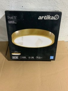 Artika Dryad 15 in. 1-Light Wood LED Aluminum Flush Mount Ceiling Light for Hallway See Pictures