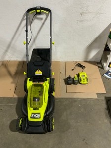 RYOBI ONE HP 18V Brushless 16 in. Cordless Battery Walk Behind Push Lawn Mower with (2) 4.0 Ah Batteries and (1) Charger See Pictures