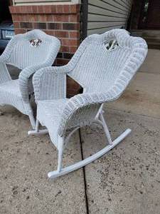 Vintage White Wicker Set