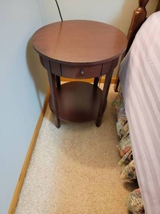 Round Dark Wood Side Table
