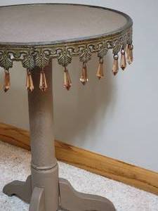 Mossy Green Metal Fringe Side Table
