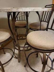 Mosaic Travertine Hi Top Table and Chairs