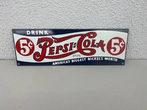 lot 77 image: Pepsi Porcelain Sign