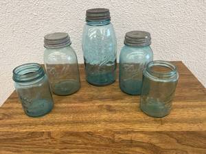 lot 108 image: Ball Blue Glass Jars
