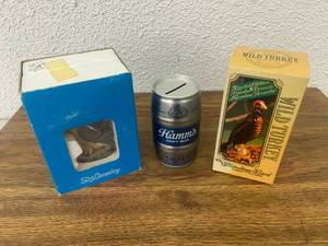 lot 253 image: Miniature Decanters & Hamms Beer Can Bank