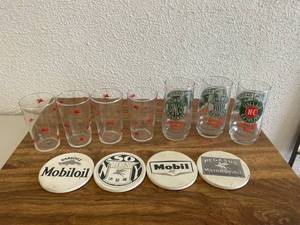 lot 328 image: Mobil & Sinclair Glasses & Coasters