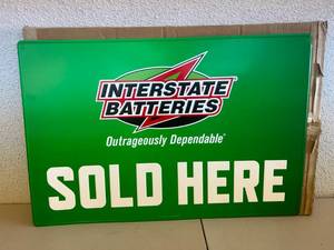 lot 335 image: NOS Interstate Batteries Metal Sign