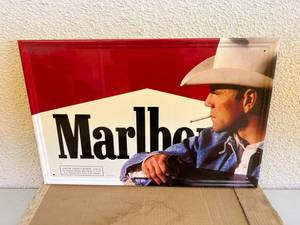 lot 350 image: NOS Marlboro Cowboy Metal Sign