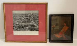 lot 10 image: Two Vintage Framed Behind Glass Prints 1 17 x 15 12 And 1 11 x 9