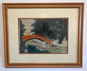 lot 17 image: 31 14 x 25 12 Framed Behind Glass Japanese Woodblock print By Tomikichiro Tokuriki 1902-1999
