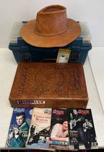 lot 78 image: Group Of Misc. Items Including Vintage Leather Aztec Themed Brifcase And More