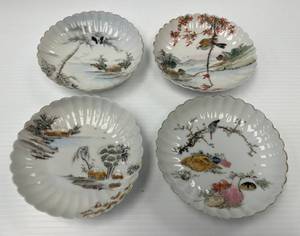 lot 92 image: Antique Japanese Bone China Hand Painted Plates 5 14 x 1