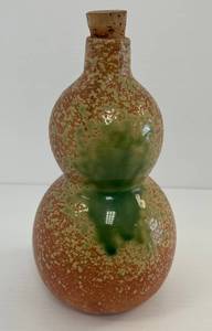 lot 102 image: Antique ChineseJapanese Lave Double Gourd Vase Red Clay Green Glaze 8 14 x 4 12