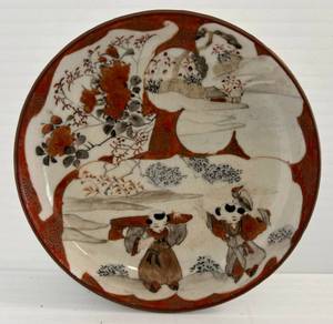 lot 109 image: Antique Japanese Kutani   Porcelain Plate Hand Painted 4 34 x 1 (Crazing Present)