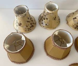 lot 116 image: Group Of Vintage Lamp Shades Some Silk With Cherry Blossom Design 5 4 x 5 4 4 38 x 5 14