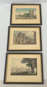 lot 121 image: Group Of Three Vintage Framed Behind Glass Etchings 9 34 x 7 34