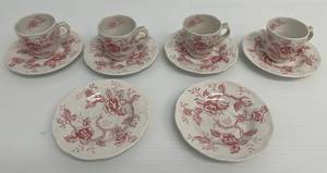 lot 151 image: Vintage Double Phoenix Ironstone Tea Cups And Saucers 4Cups And 6 Saucers (Crazing Present)