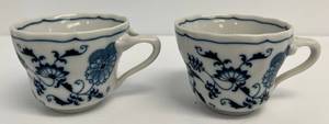 lot 178 image: Pair Of Vintage Blue Danube Cups With Floral Designs (No Chips Or Cracks)