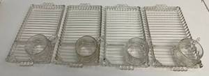 lot 196 image: Vintage Glass Sip And Snack Plate, Beads And Ribs Pattern, Hazel Atlas Four Trays And Four Cups  (No Chips Or Cracks)