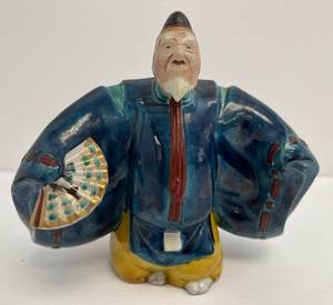 lot 205 image: Antique Japanese Pottery Figure 6 34 x 7 (No Chips Or Cracks)