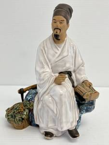lot 214 image: Vintage 1960s Chinese Herbalist Shiwan Pottery Glazed Mud Man Figurine  9 14 x 7 (No Chips Or Cracks)