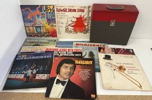 Group Of Vintage LP Albums Including UB 40 And More (Includes Vintage Carrying Case)