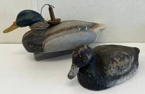 Pair Of Vintage Duck Decoys 1 Carrylite And 1 Tex Wirtz