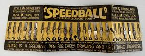 Very Old Speedball Advertisment Piece With Some Pen Tips
